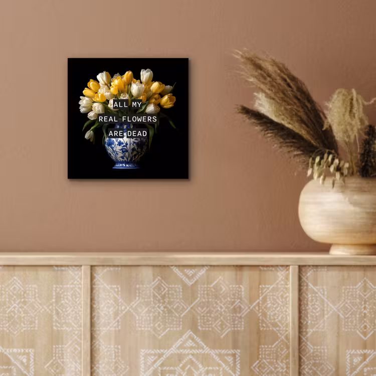 Quotes - Bloem - Tulp - Geel aluminium wit klein -sfeer4