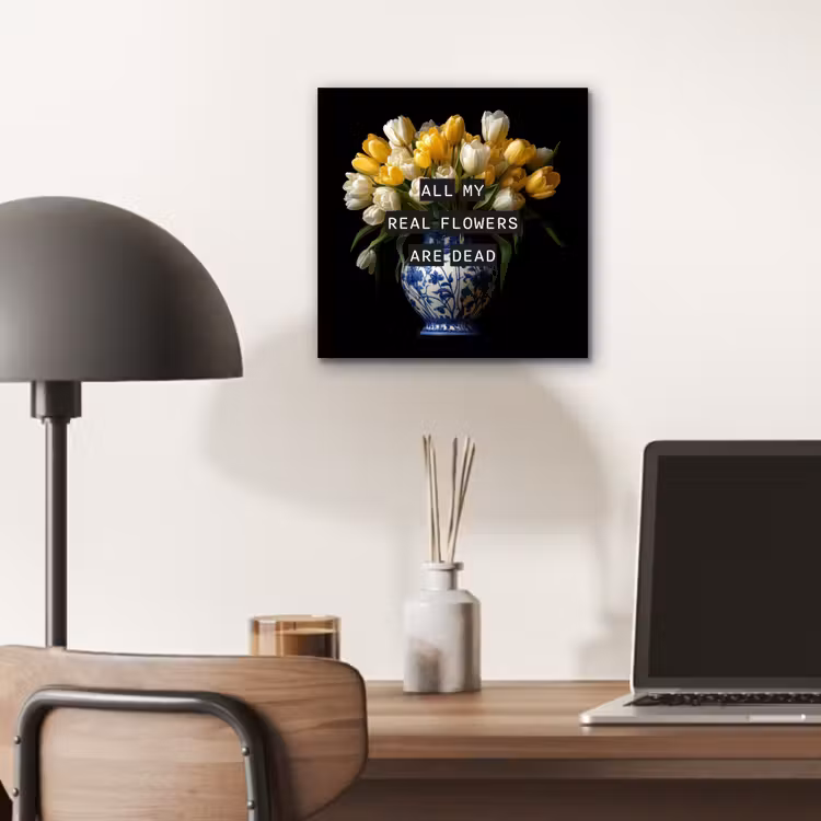 Quotes - Bloem - Tulp - Geel aluminium wit klein -sfeer5
