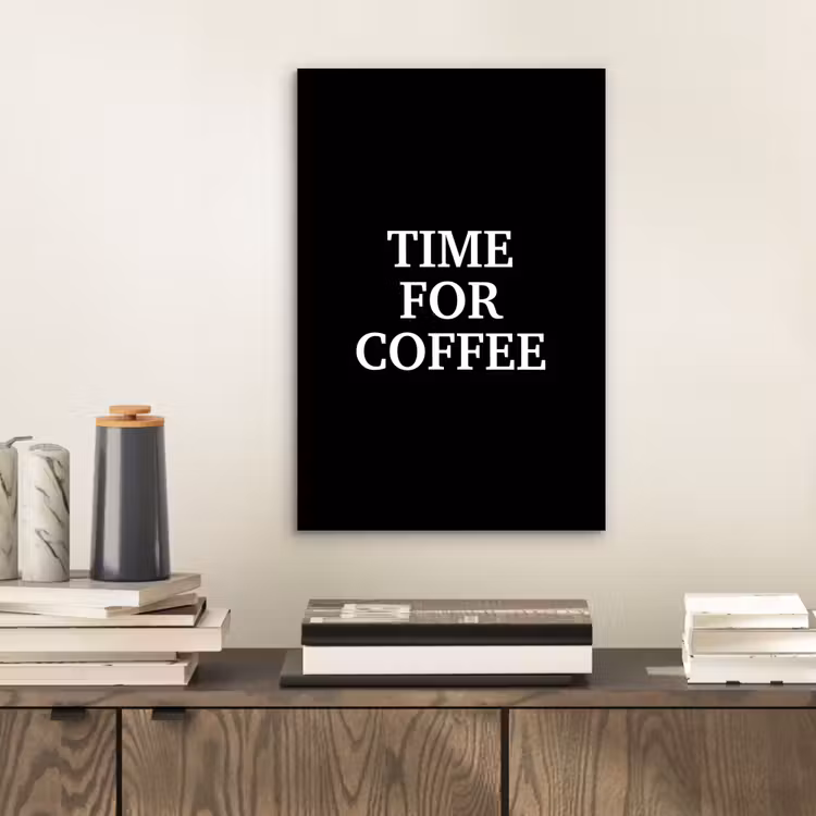 Quotes - Letters - Koffie - Zwart aluminium wit klein -sfeer1