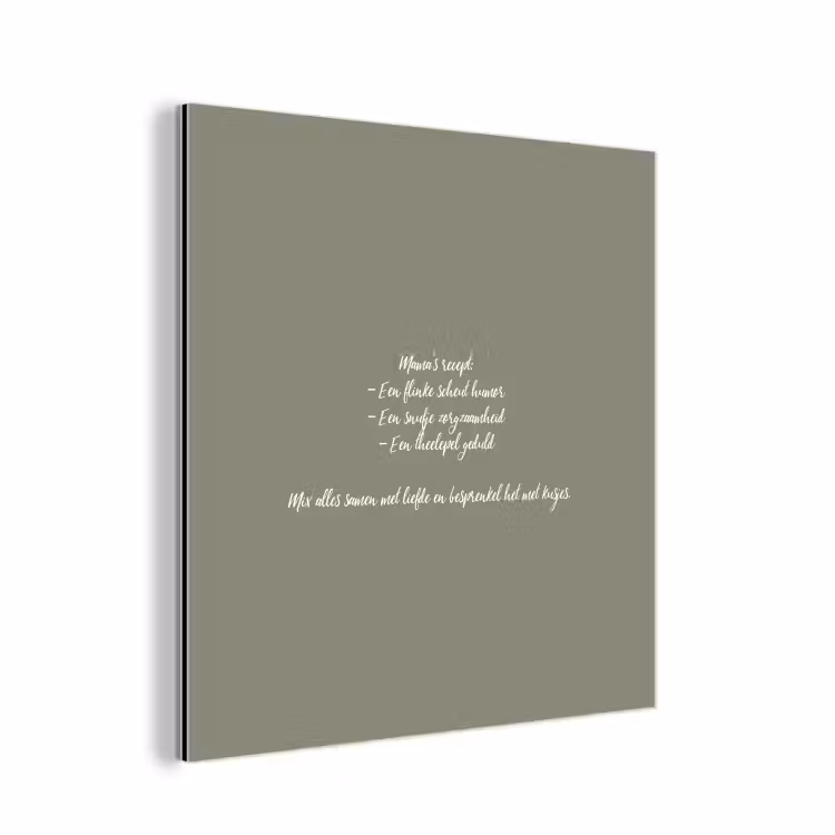 Quotes - Ma - Spreuken - Mama's recept - Koken aluminium wit klein -3d