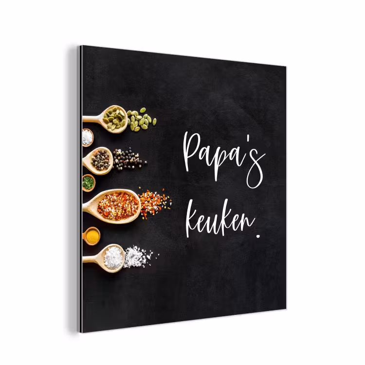 Quotes - Spreuken - Keuken - Papa's keuken - Papa aluminium wit klein -3d