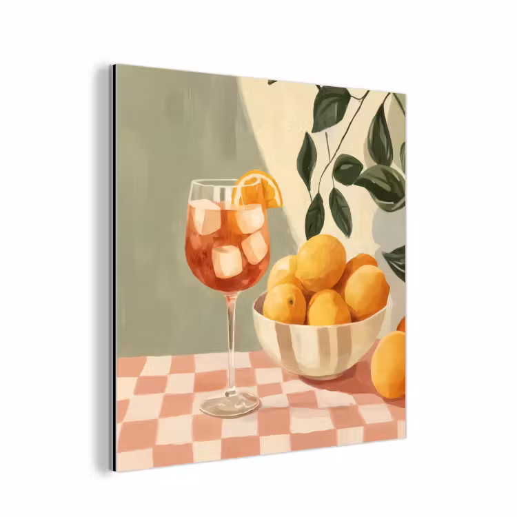 Citroenen - Glas - Tafelkleed - Geblokt aluminium wit klein -3d
