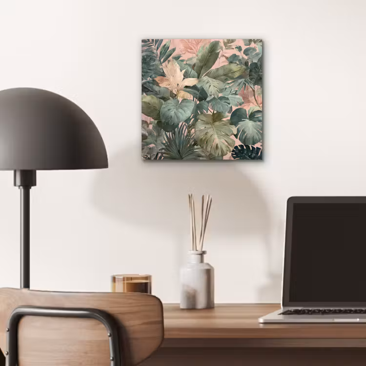 Compositie van bladeren - Groen - Roze aluminium wit klein -sfeer5