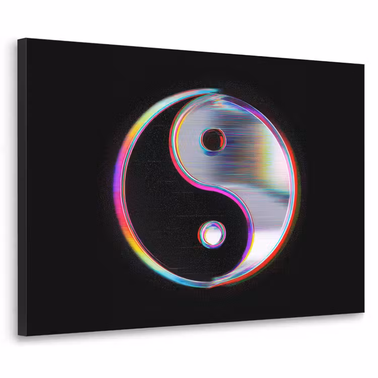 Yin-Yang - Cirkel - Regenboog Textielframe - compleet frame klein -3d