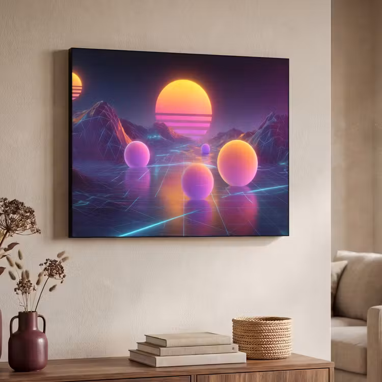Landschap - Bergen - Bollen - Licht Textielframe - compleet frame klein -sfeer3