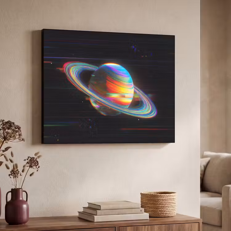 Planeet - Cirkel - Kleurrijk Textielframe - compleet frame klein -sfeer3