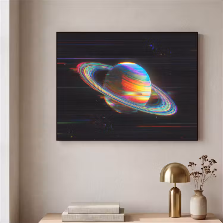 Planeet - Cirkel - Kleurrijk Textielframe - compleet frame klein -sfeer2