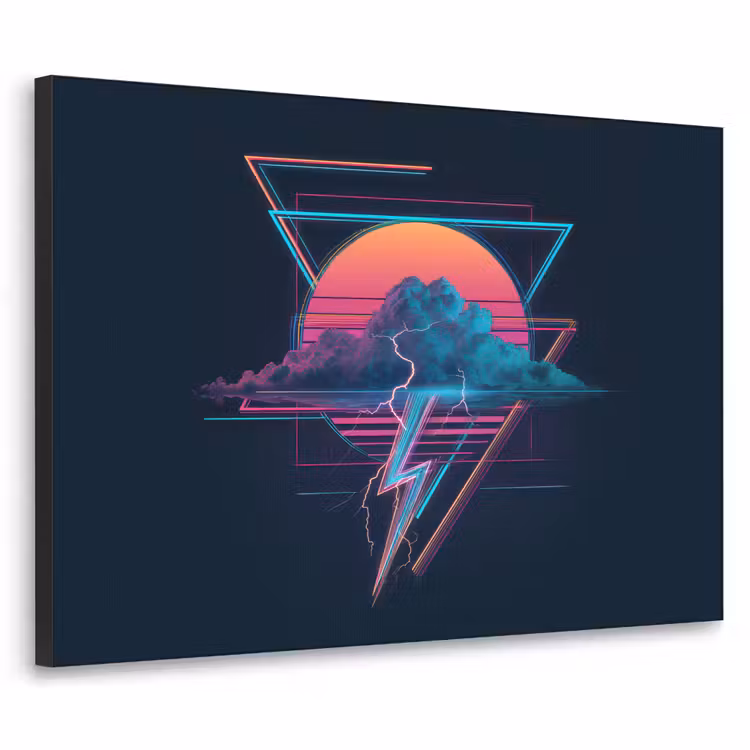 Wolk - Bliksemschicht - Driehoeken - Lijnen Textielframe zwart klein -3d