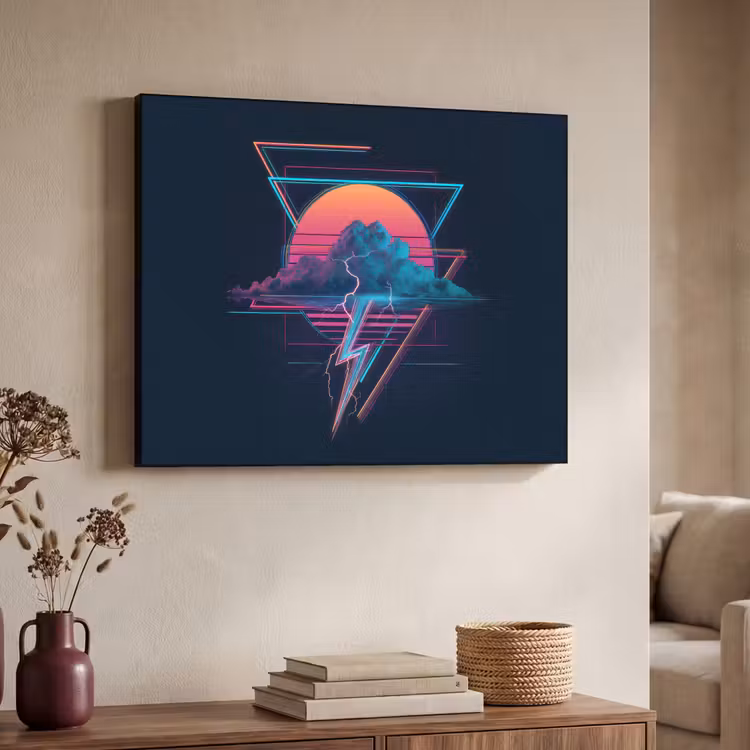 Wolk - Bliksemschicht - Driehoeken - Lijnen Textielframe - compleet frame klein -sfeer3