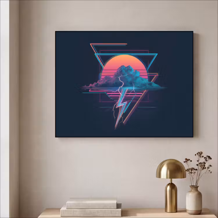 Wolk - Bliksemschicht - Driehoeken - Lijnen Textielframe - compleet frame klein -sfeer2