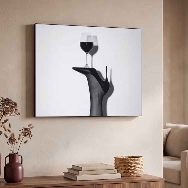 Hak - Wijn - Minimalistisch - Zwart Textielframe - compleet frame klein -sfeer3