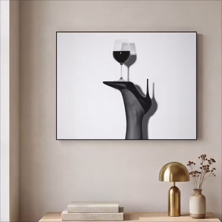 Hak - Wijn - Minimalistisch - Zwart Textielframe - compleet frame klein -sfeer2