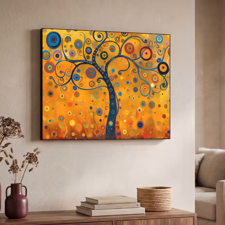 Abstract - Boom - Levensboom - Modern Textielframe zwart klein -sfeer3