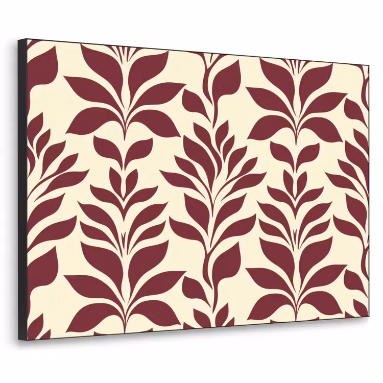 Abstract - Bladeren - Burgundy Textielframe zwart klein 947 -3d