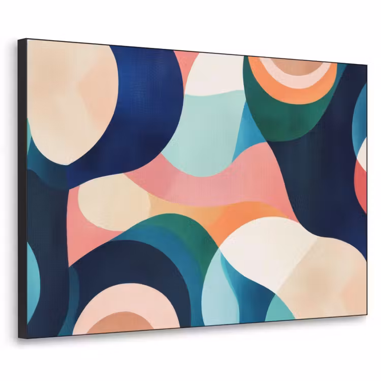 Abstract - Blauw - Roze Textielframe - compleet frame klein -3d