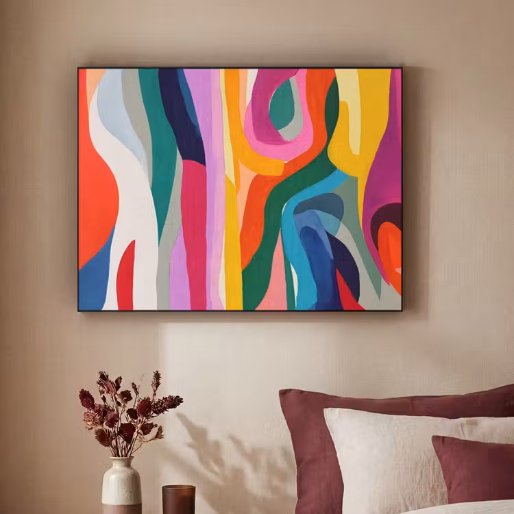 Abstract - Kleurrijk - Golven - Lijnen Textielframe - compleet frame klein -sfeer1