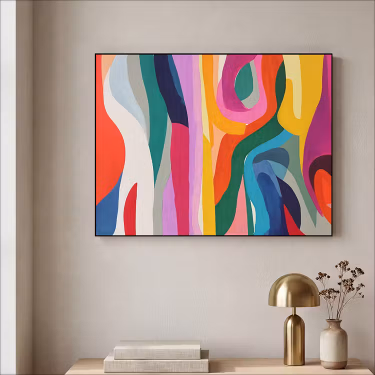 Abstract - Kleurrijk - Golven - Lijnen Textielframe - compleet frame klein -sfeer2