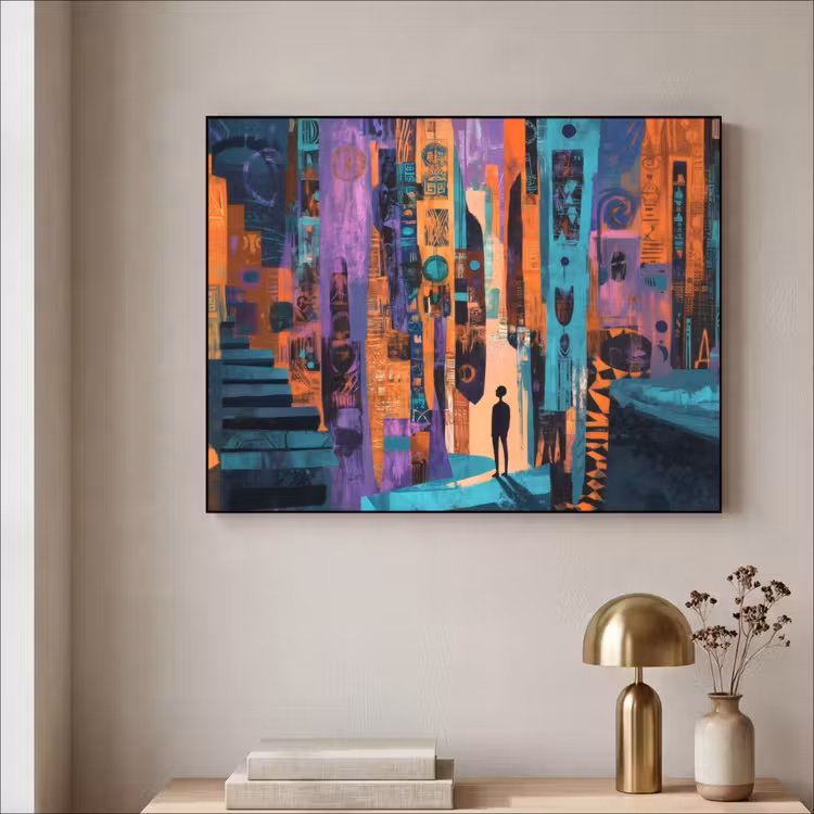 Abstract - Figuren - Kleurrijk Textielframe - compleet frame klein -sfeer2