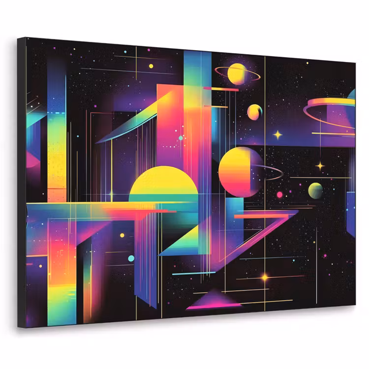 Abstract - Vormen - Kleurrijk - Lijnen Textielframe zwart klein -3d