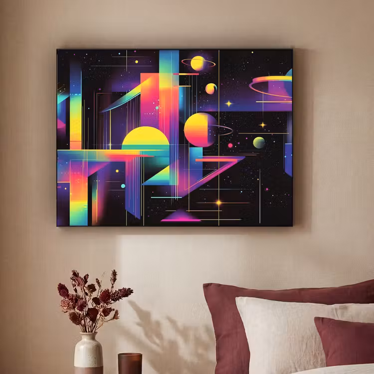 Abstract - Vormen - Kleurrijk - Lijnen Textielframe zwart klein -sfeer1
