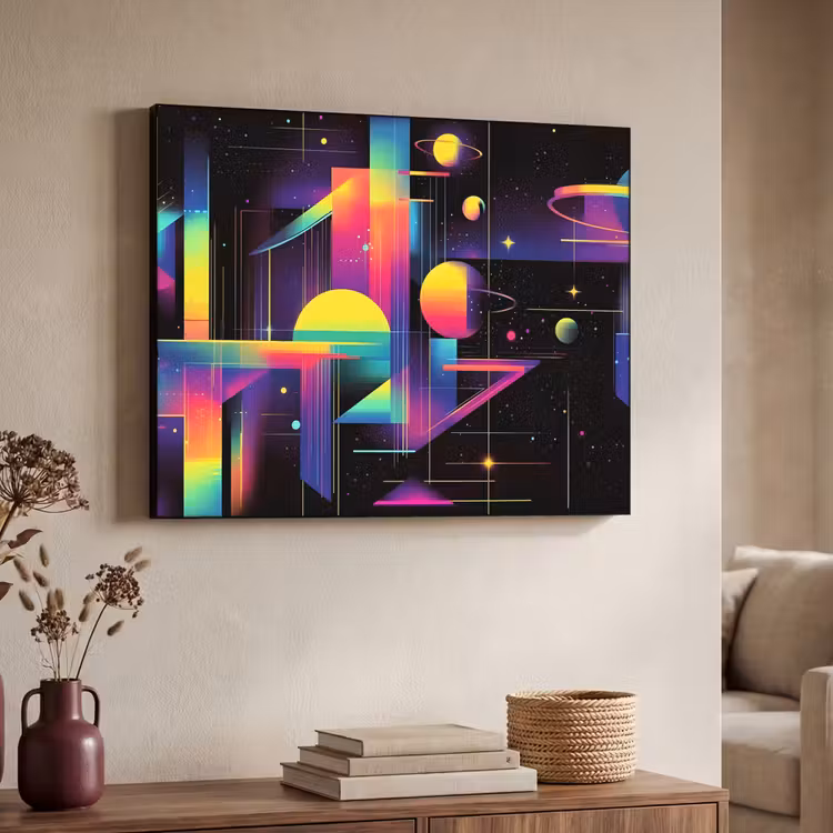 Abstract - Vormen - Kleurrijk - Lijnen Textielframe zwart klein -sfeer3