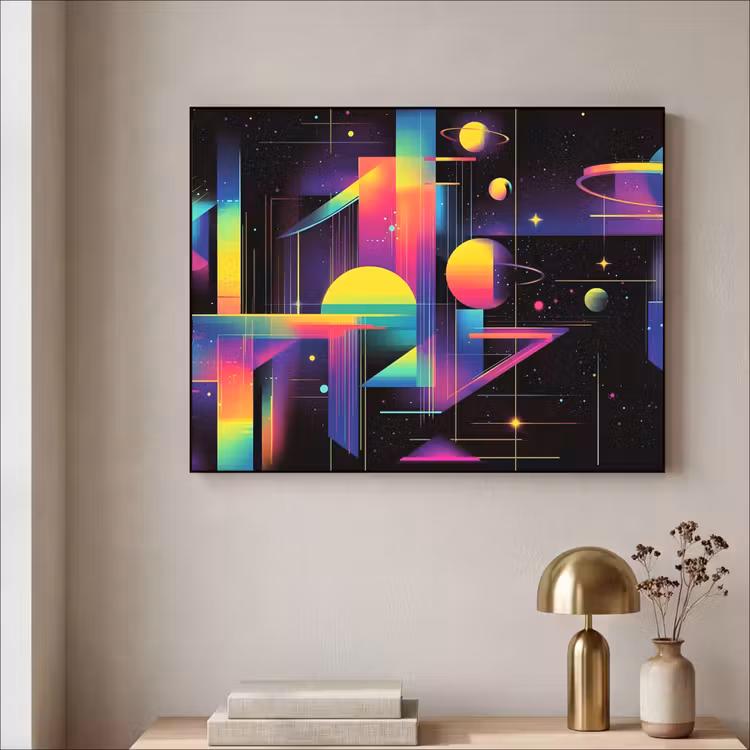 Abstract - Vormen - Kleurrijk - Lijnen Textielframe zwart klein -sfeer2