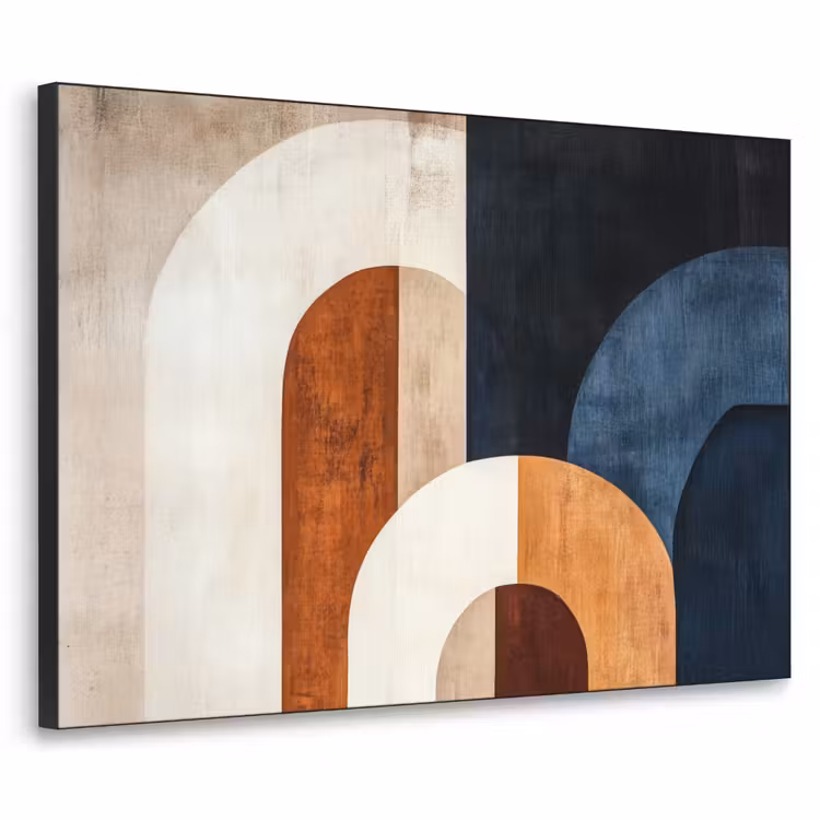Abstract - Vormen - Donkerblauw Textielframe zwart klein -3d
