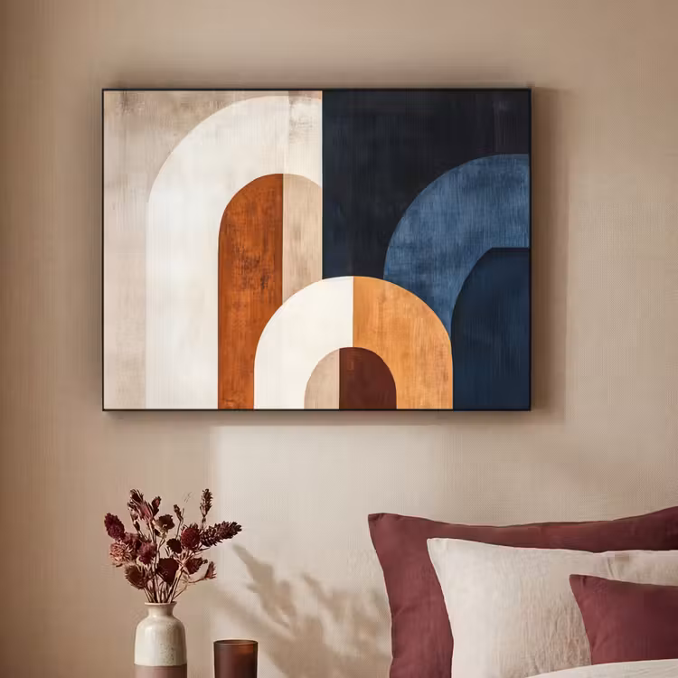 Abstract - Vormen - Donkerblauw Textielframe - compleet frame klein -sfeer1
