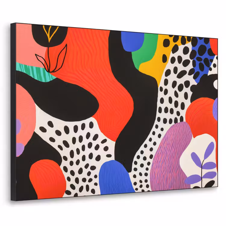 Abstract - Vormen - Kleuren - Stippen Textielframe zwart klein -3d