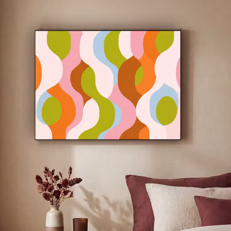 Abstract - Vormen - Roze Textielframe zwart klein -sfeer1
