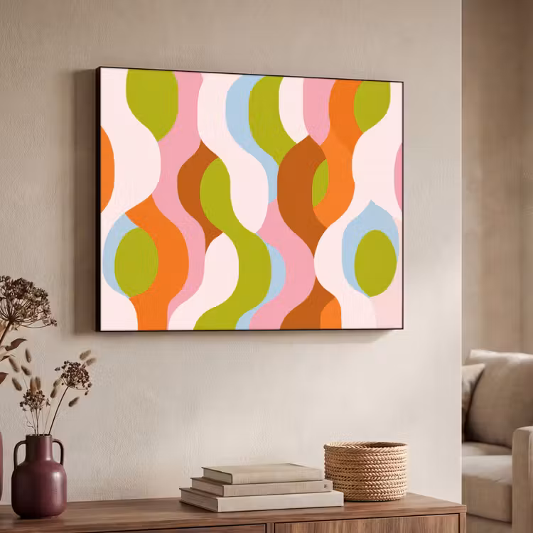 Abstract - Vormen - Roze Textielframe zwart klein -sfeer3