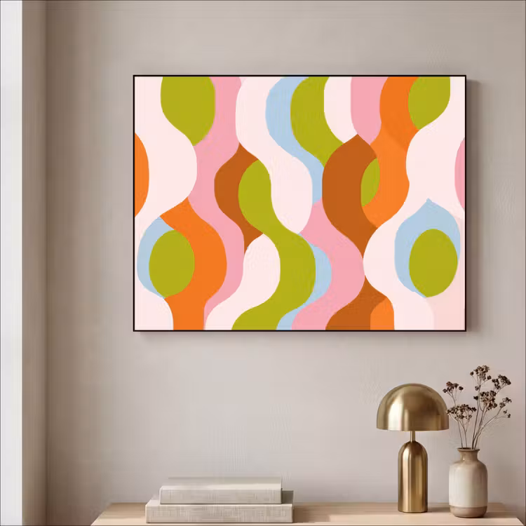Abstract - Vormen - Roze Textielframe zwart klein -sfeer2