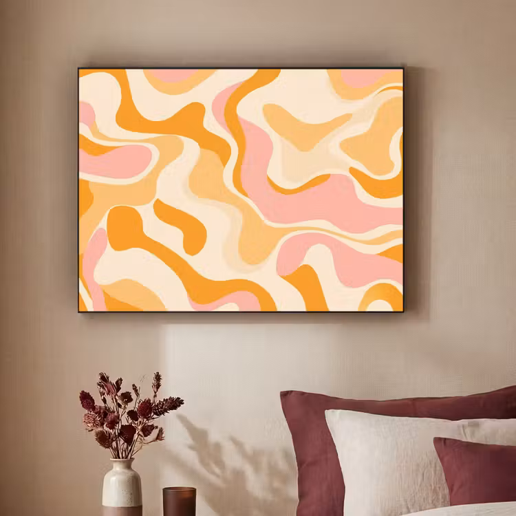 Abstract - Golvend - Oranje Textielframe - compleet frame klein -sfeer1