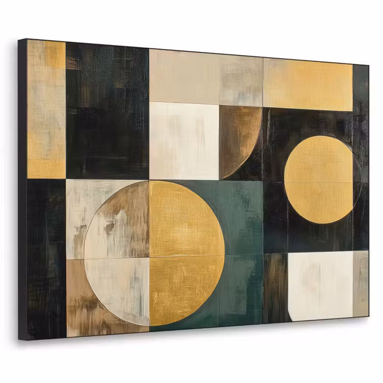 Abstract - Goud - Brons - Vormen - Geometrisch Textielframe - compleet frame klein -3d