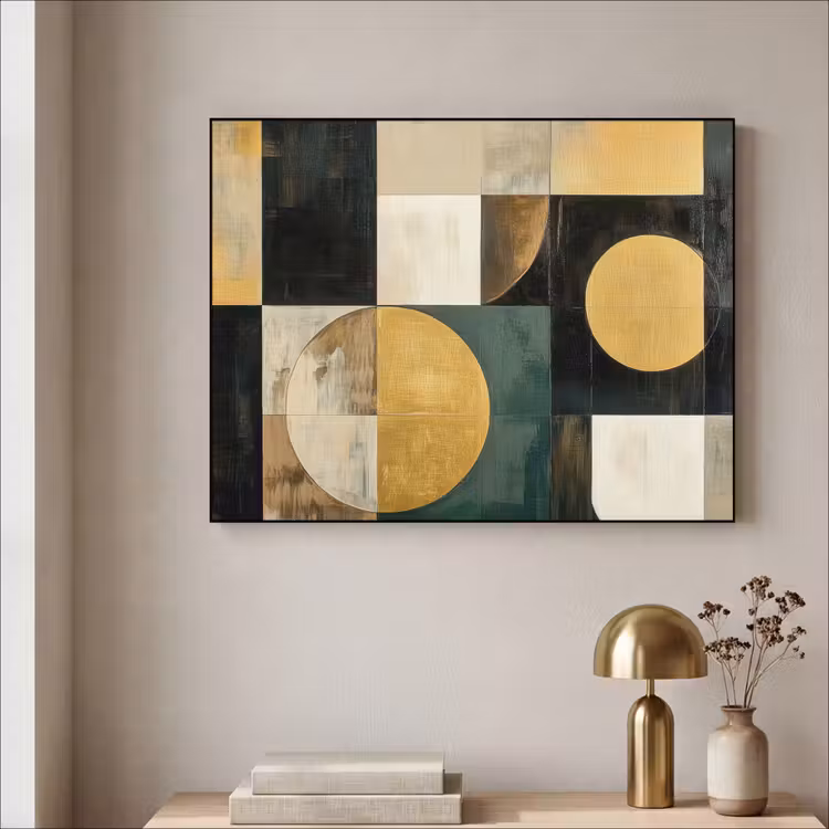 Abstract - Goud - Brons - Vormen - Geometrisch Textielframe - compleet frame klein -sfeer2