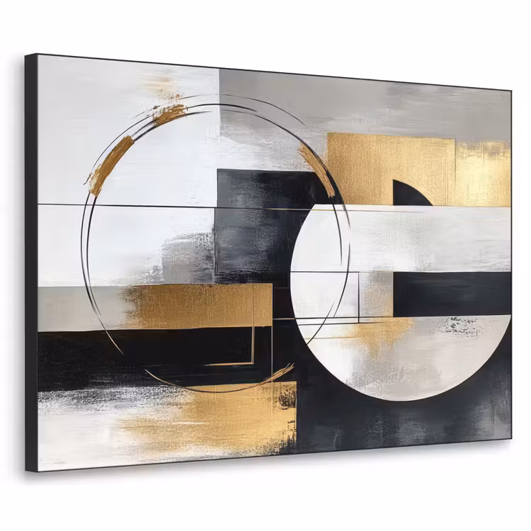 Abstract - Goud - Zilver - Vormen - Aesthetic Textielframe - compleet frame klein -3d