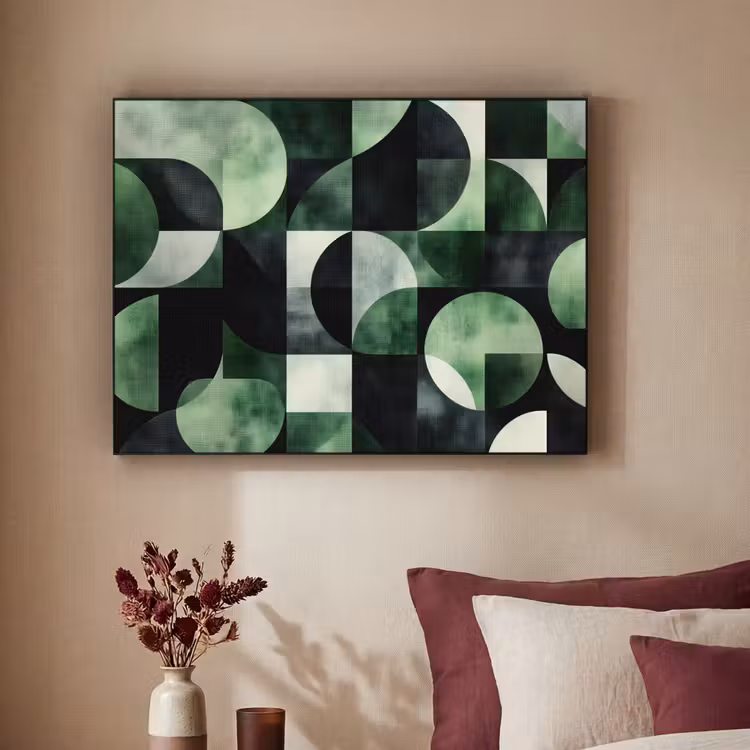 Abstract - Groen - Vormen Textielframe zwart klein -sfeer1