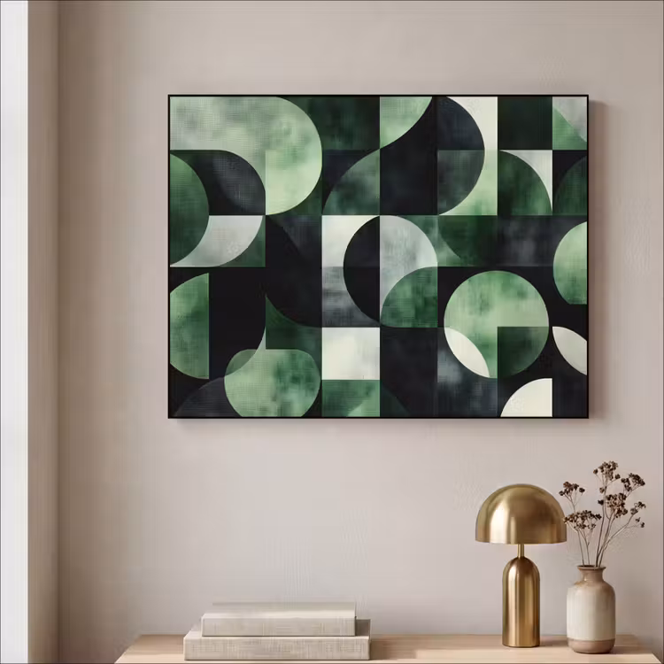 Abstract - Groen - Vormen Textielframe zwart klein -sfeer2