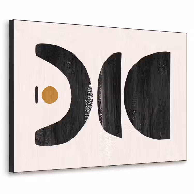 Abstract - Halve cirkel - Kunst - Zwart wit Textielframe - compleet frame klein -3d
