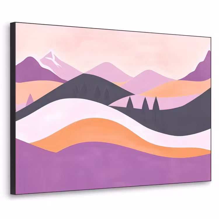 Abstract - Heuvels - Bomen - Groen Textielframe zwart klein -3d
