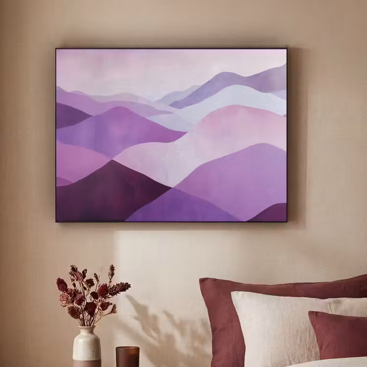 Abstract - Heuvels - Landschap - Paars Textielframe zwart klein -sfeer1
