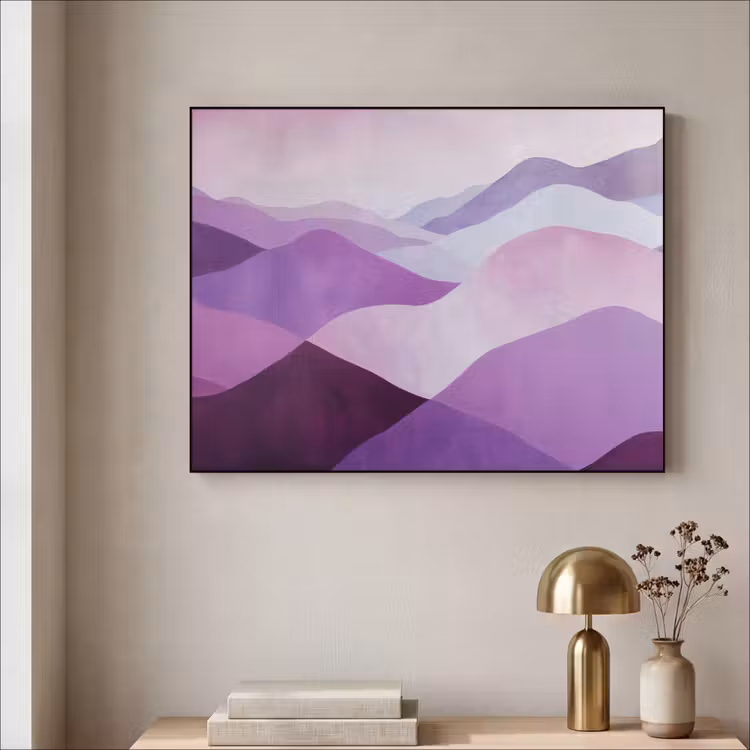 Abstract - Heuvels - Landschap - Paars Textielframe zwart klein -sfeer2