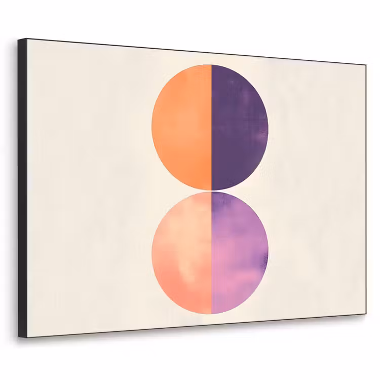 Abstract - Cirkels - Paars Textielframe zwart klein -3d