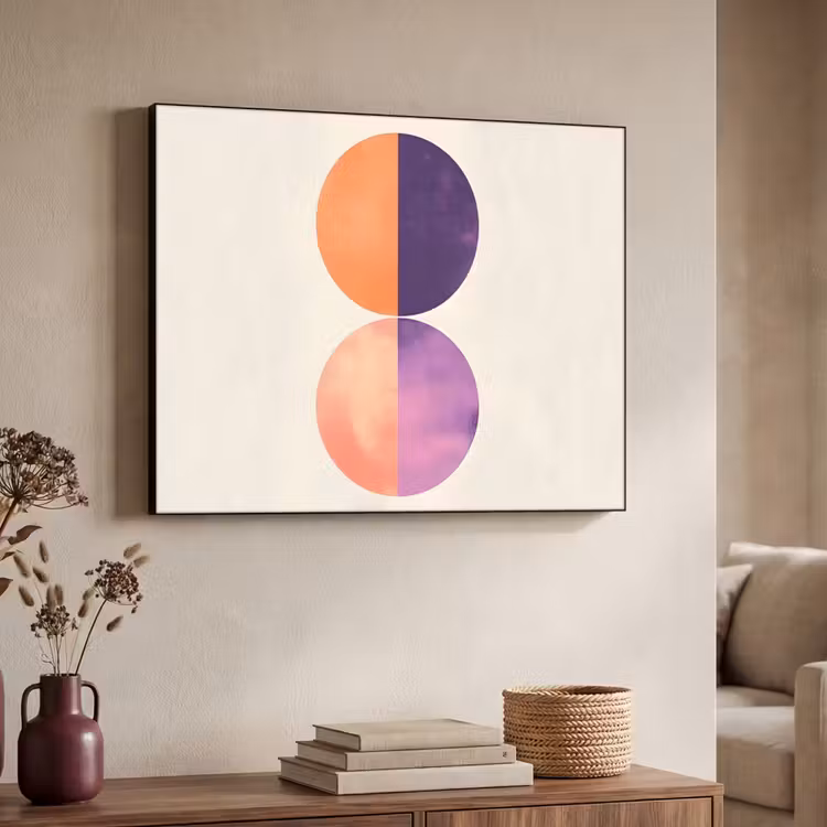Abstract - Cirkels - Paars Textielframe zwart klein -sfeer3