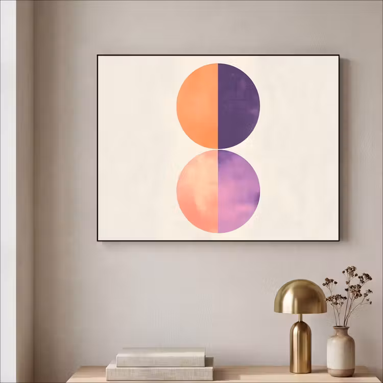 Abstract - Cirkels - Paars Textielframe - compleet frame klein -sfeer2