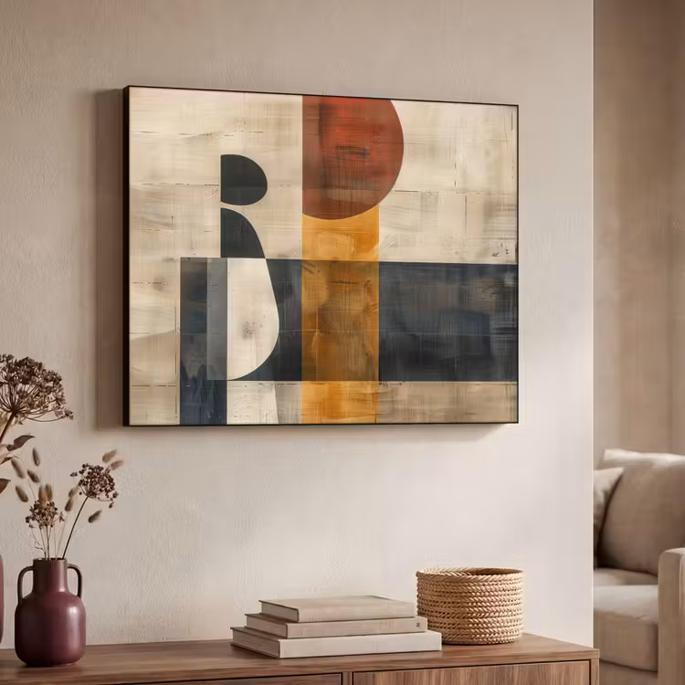 Abstract - Kunst - Vormen - Modern Textielframe - compleet frame klein -sfeer3