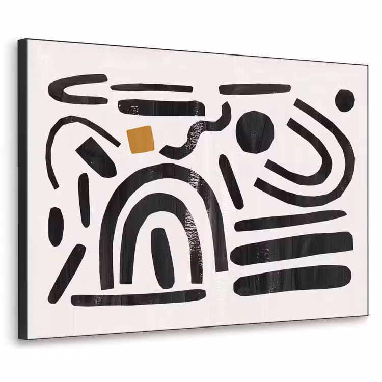 Abstract - Kunst - Vormen - Zwart Textielframe - compleet frame klein -3d