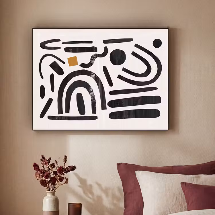 Abstract - Kunst - Vormen - Zwart Textielframe - compleet frame klein -sfeer1