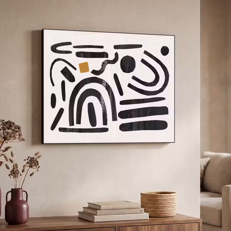 Abstract - Kunst - Vormen - Zwart Textielframe - compleet frame klein -sfeer3
