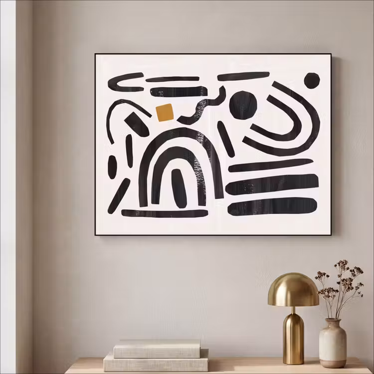 Abstract - Kunst - Vormen - Zwart Textielframe zwart klein -sfeer2